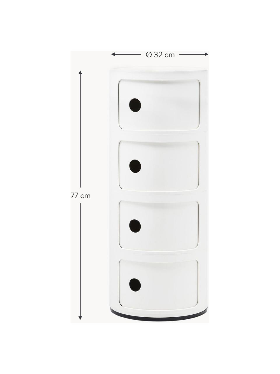 Dizajnová skrinka Componibili, 4 moduly, Plast (ABS), lakovaný, certifikát Greenguard, Lesklá biela, Ø 32 x V 77 cm