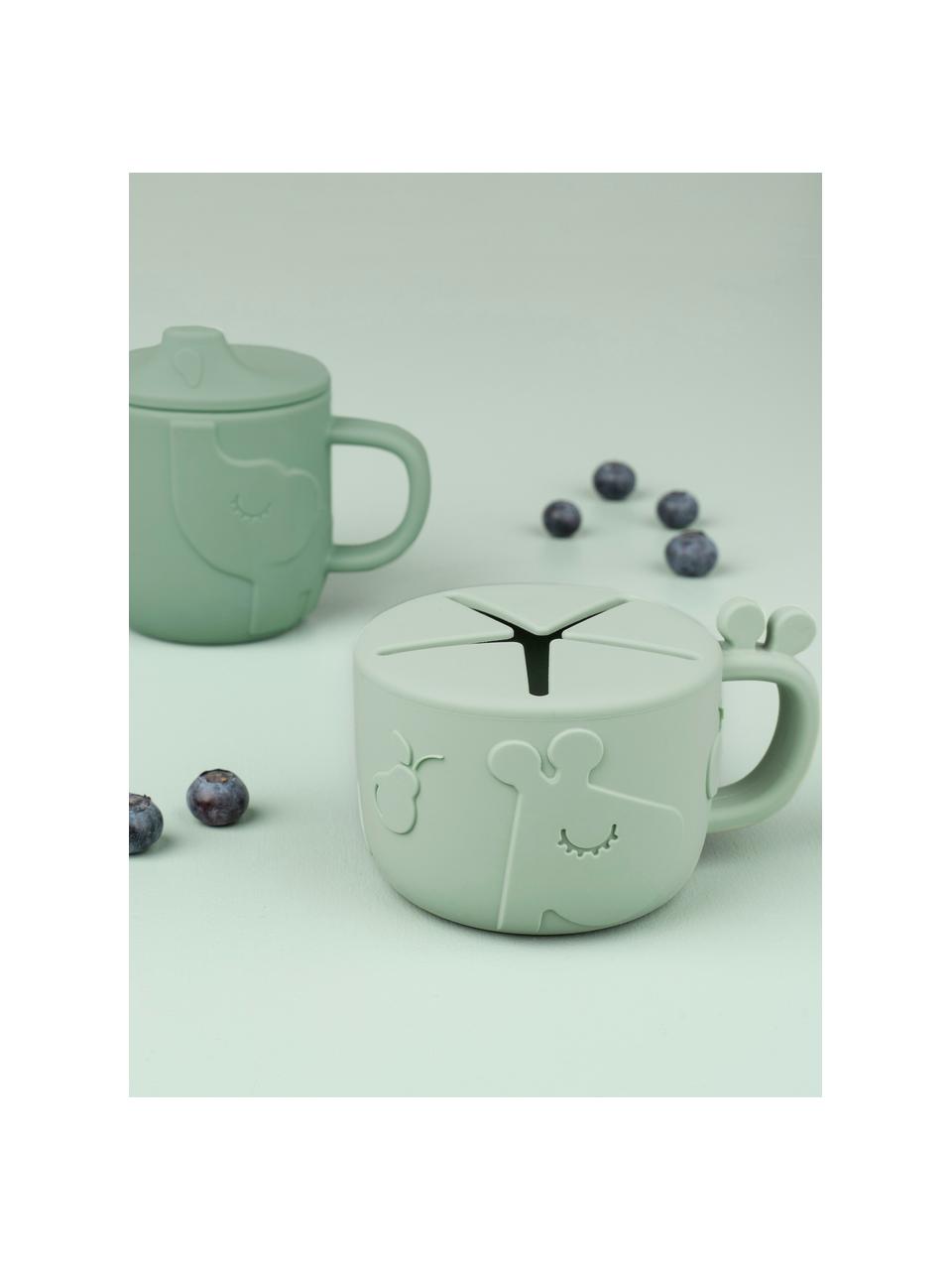 Set de taza crecimiento y de aperitivos Peekaboo, 100% silicona libre de BPA, Verde salvia, Set de diferentes tamaños