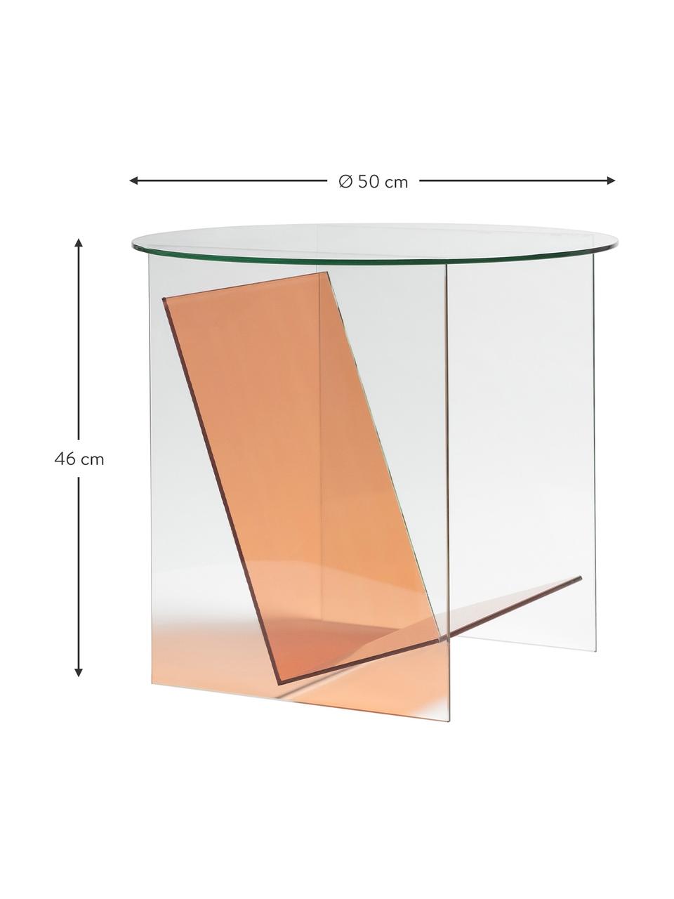 Bijzettafel met glazen tafelblad Tabloid in transparant/oranje, Glas, Transparant, oranje, Ø 50 x H 46 cm
