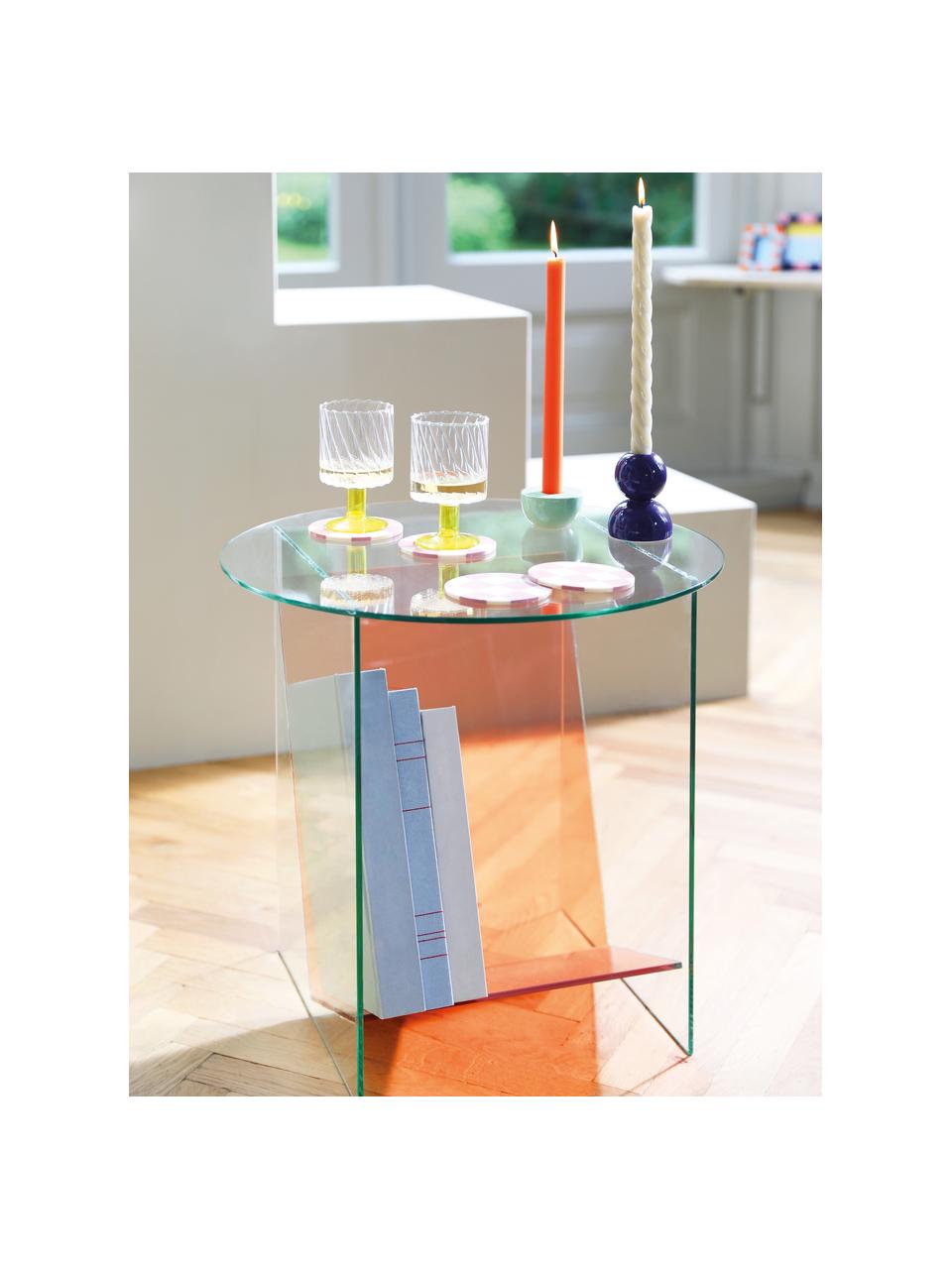 Mesa auxiliar de vidrio Tabloid, Vidrio, Transparente, naranja, Ø 50 x Al 46 cm