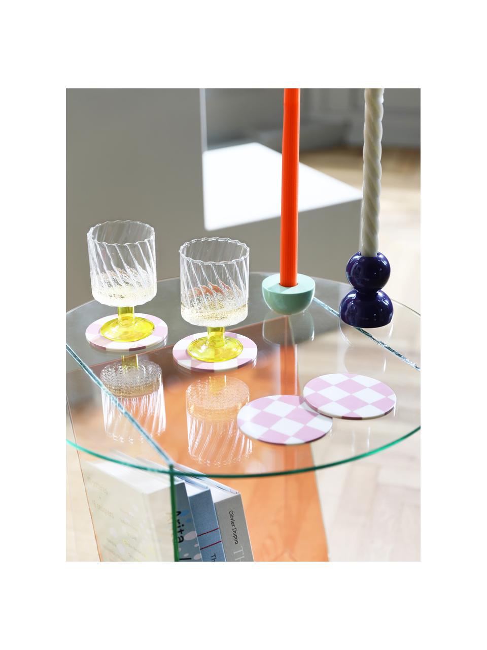 Bijzettafel met glazen tafelblad Tabloid in transparant/oranje, Glas, Transparant, oranje, Ø 50 x H 46 cm