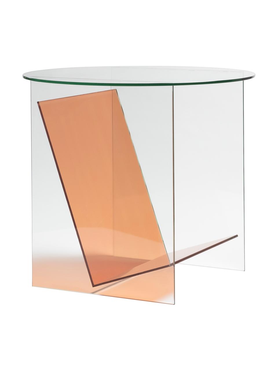 Skleněný odkládací stolek Tabloid, Sklo, Transparentní, oranžová, Ø 50 cm, V 46 cm