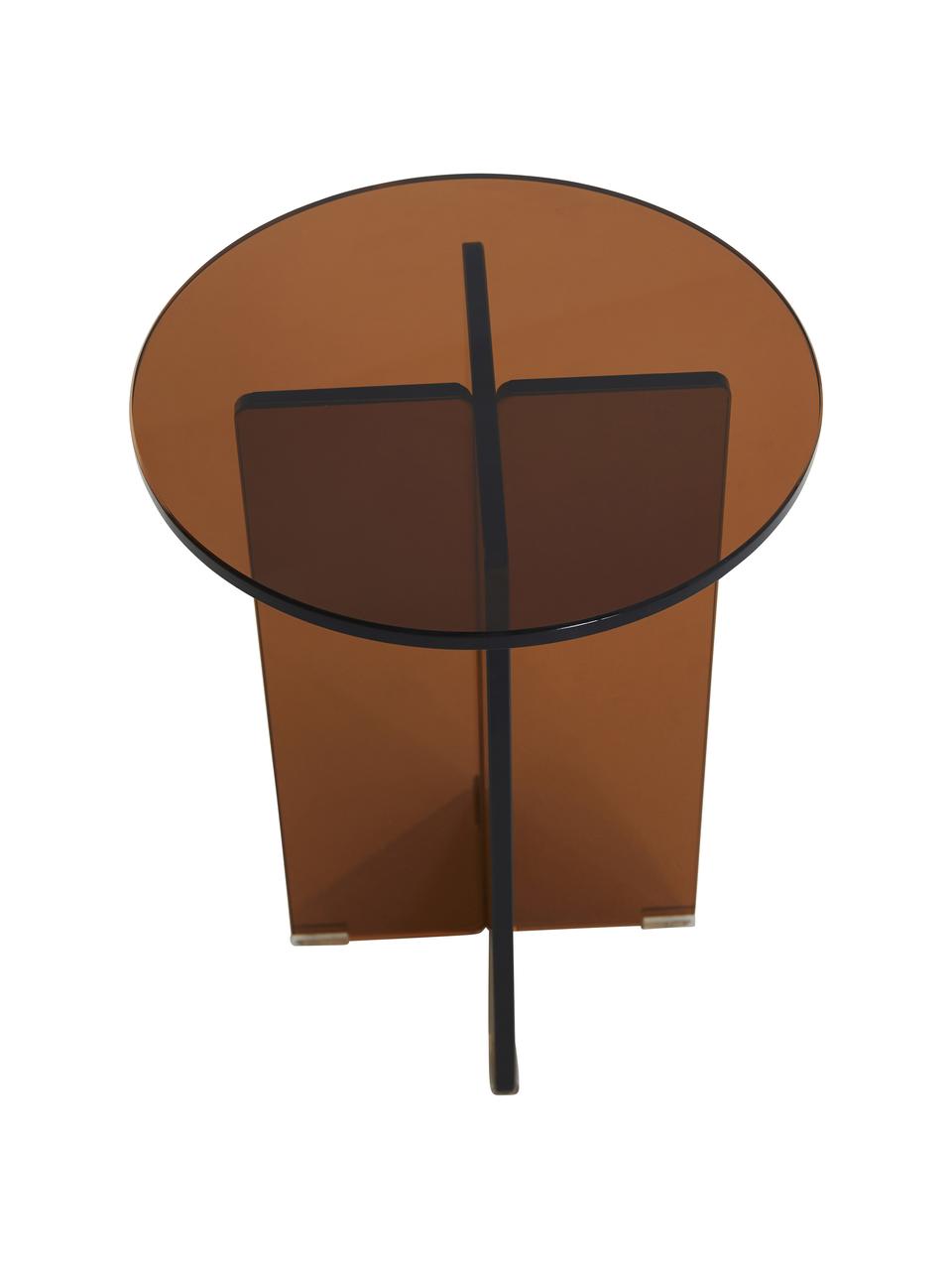 Kulatý odkládací stolek se skleněnou deskou Iris, Hnědá, poloprůhledná, Ø 35 cm, V 45 cm