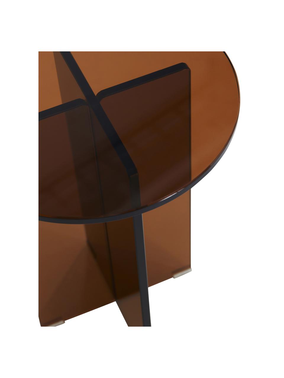 Kulatý odkládací stolek se skleněnou deskou Iris, Hnědá, poloprůhledná, Ø 35 cm, V 45 cm