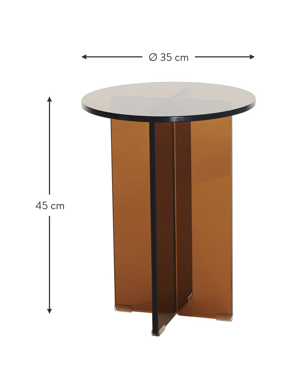 Table d'appoint ronde avec plateau en verre Iris, Brun, translucide, Ø 35 x haut. 45 cm