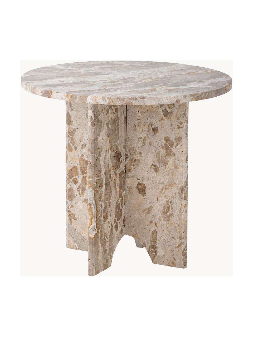 Kulatý odkládací stolek z mramoru Jasmia, Mramor, Béžová, mramorovaná, Š 46 cm, V 42 cm
