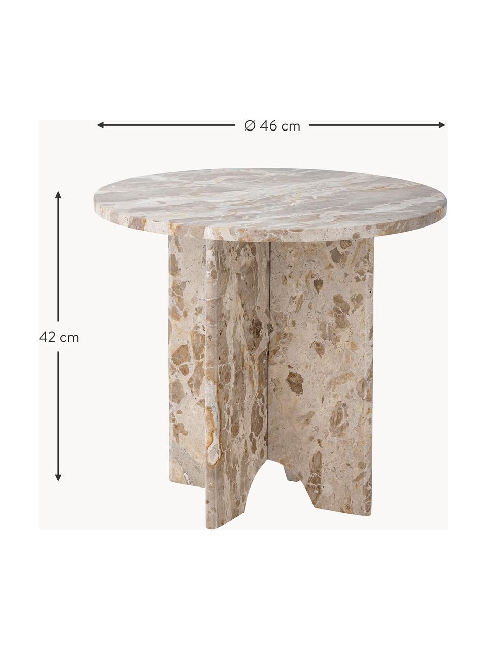 Mesa auxiliar redonda de mármol Jasmia, Mármol, Mármol beige, Ø 46 x Al 42 cm