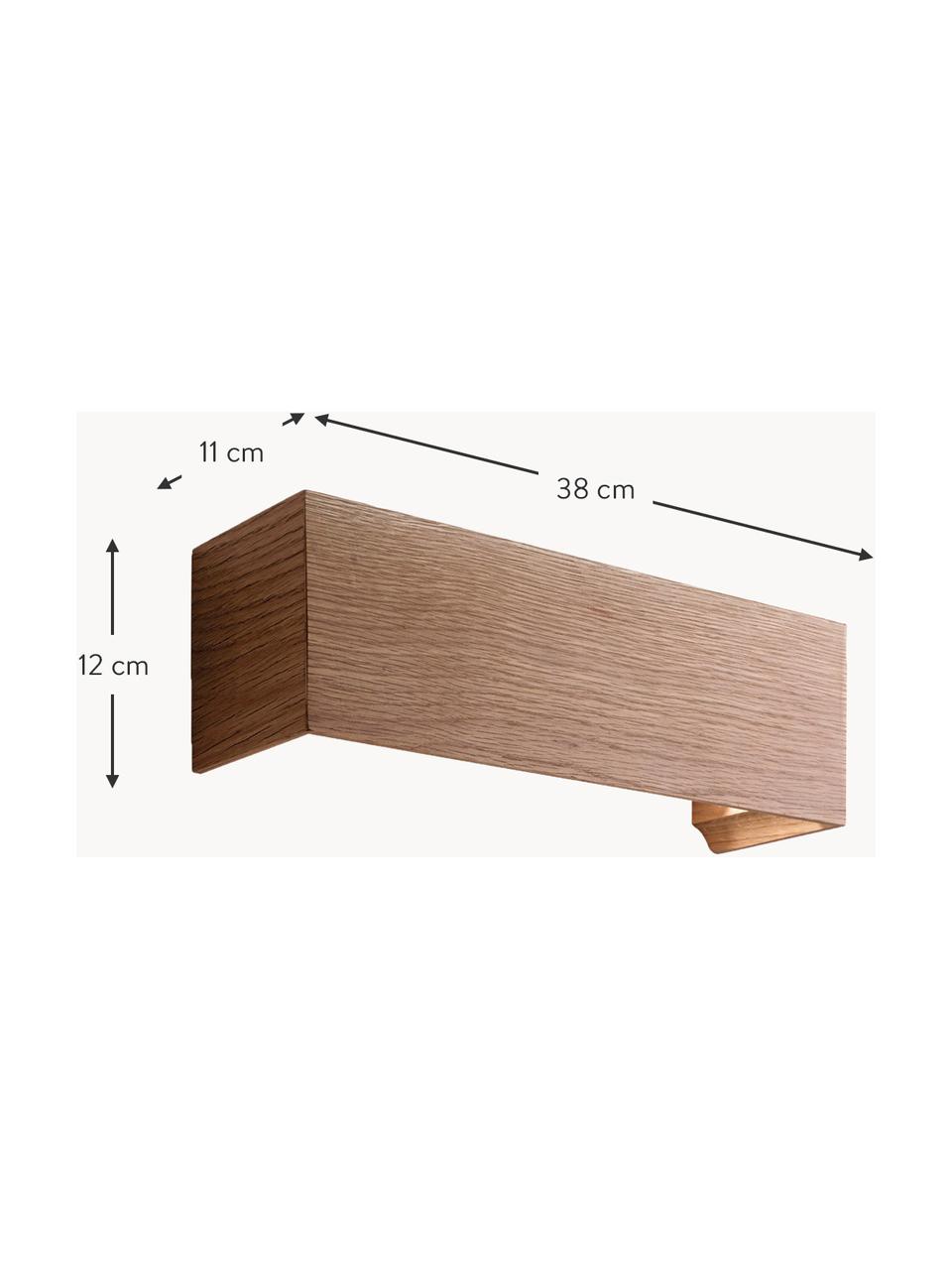 Aplique de madera LED Badia, Pantalla: madera de roble, Madera de roble, An 38 x Al 12 cm