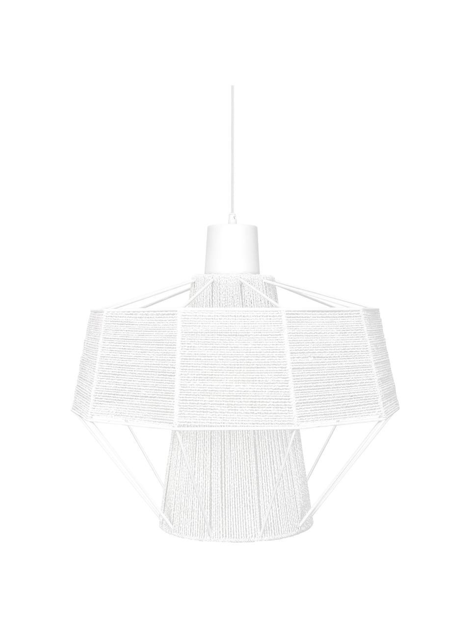 Design Pendelleuchte Layer in Kordeloptik, Lampenschirm: Baumwolle, Weiss, Ø 42 x H 38 cm