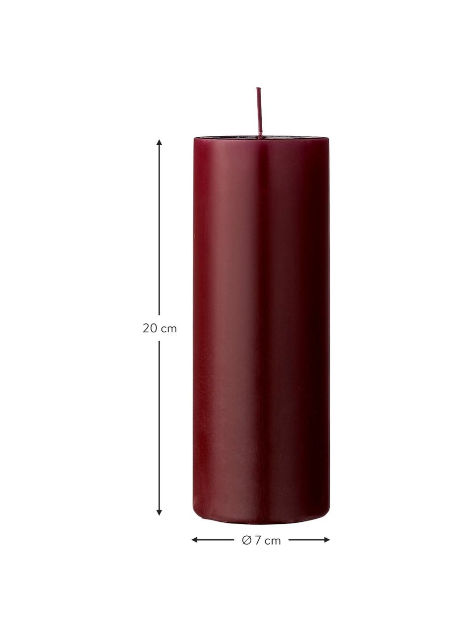 Candela pilastro Lulu, Cera, Rosso vino, Ø 7 x Alt. 20 cm