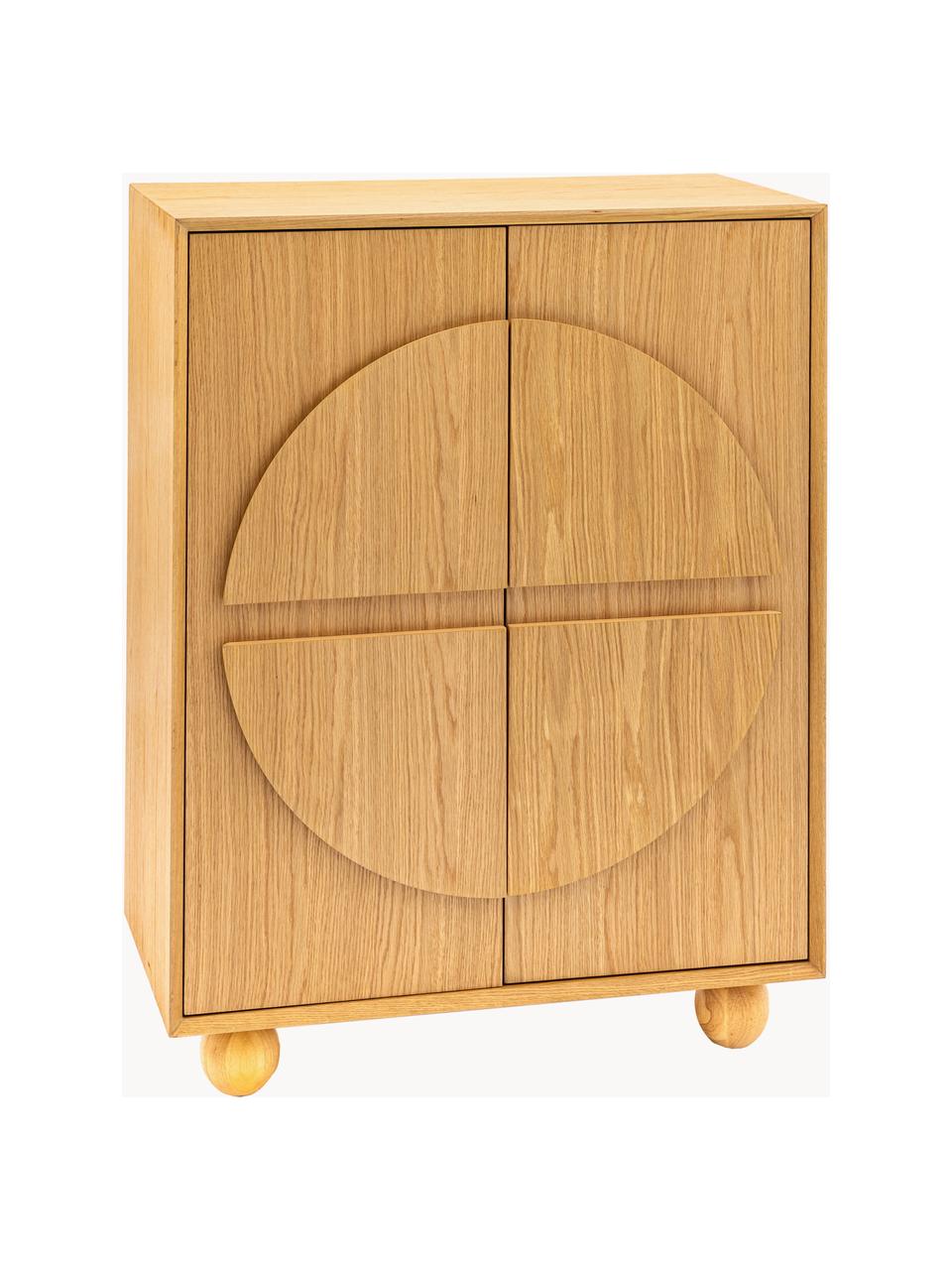 Holz-Highboard Geo, Beine: Eichenholz, Holz, B 85 x H 110 cm