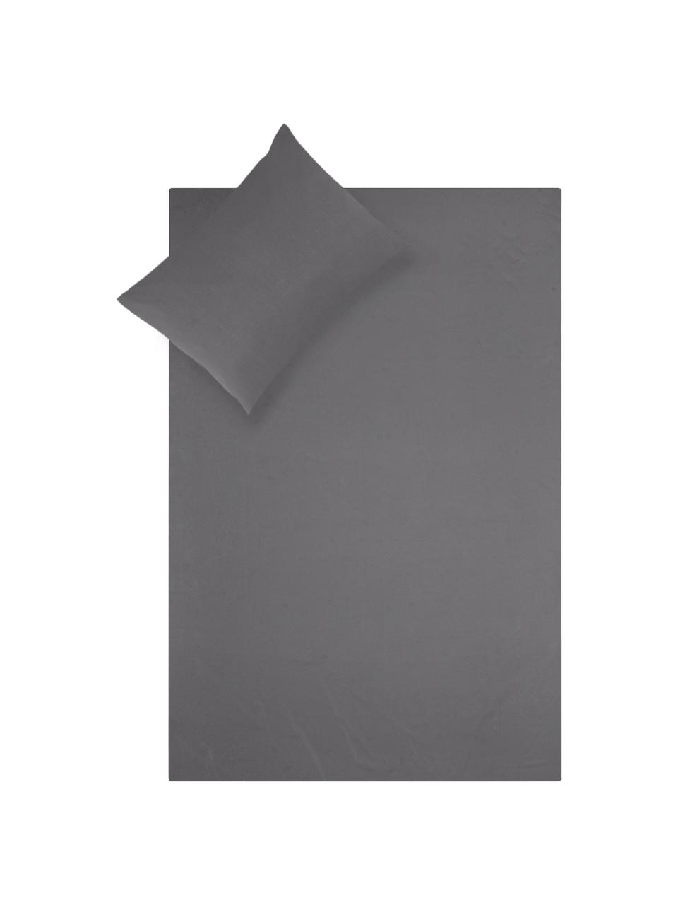 Biancheria da letto in raso di cotone grigio scuro Comfort, Tessuto: raso Densità del filo 250, Grigio scuro, 150 x 300 cm + 1 federa 50 x 80 cm