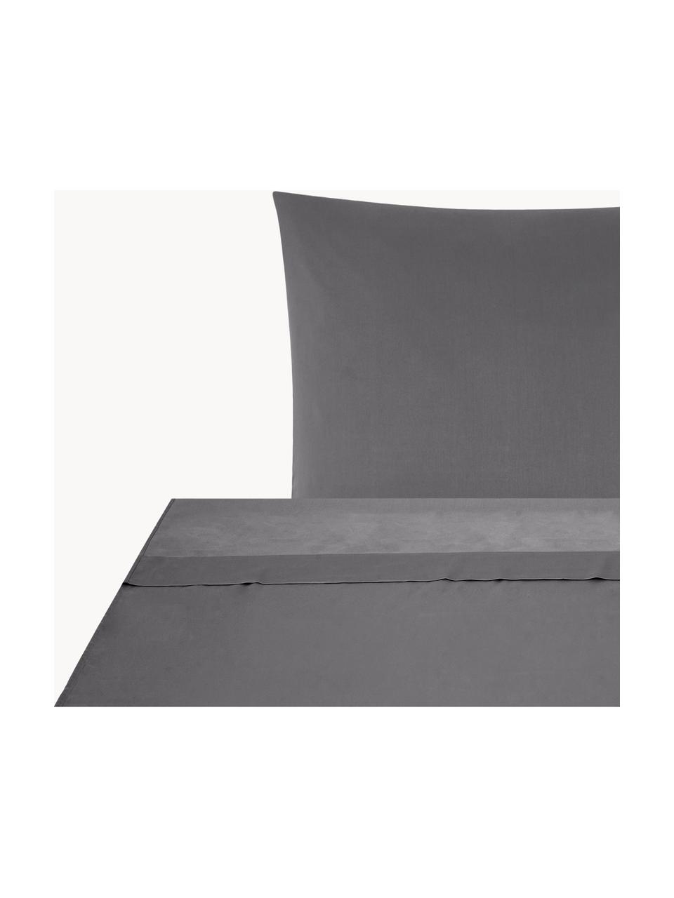 Biancheria da letto in raso di cotone grigio scuro Comfort, Tessuto: raso Densità del filo 250, Grigio scuro, 150 x 300 cm + 1 federa 50 x 80 cm