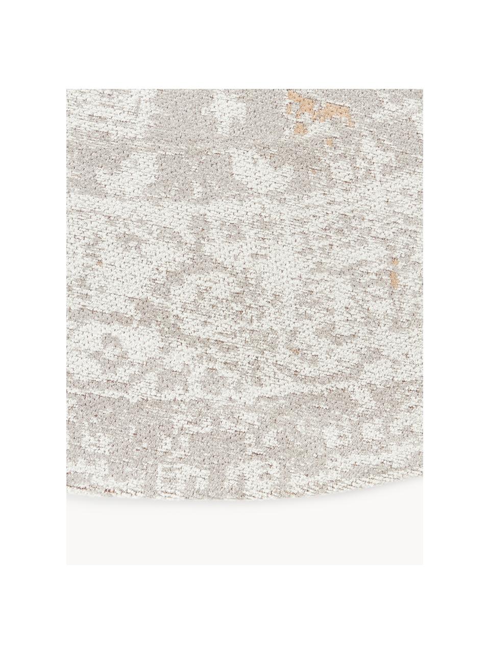Okrúhly ručne tkaný ženilkový koberec Neapel, Sivomodrá, krémovobiela, Ø 250 cm (veľkosť XL)