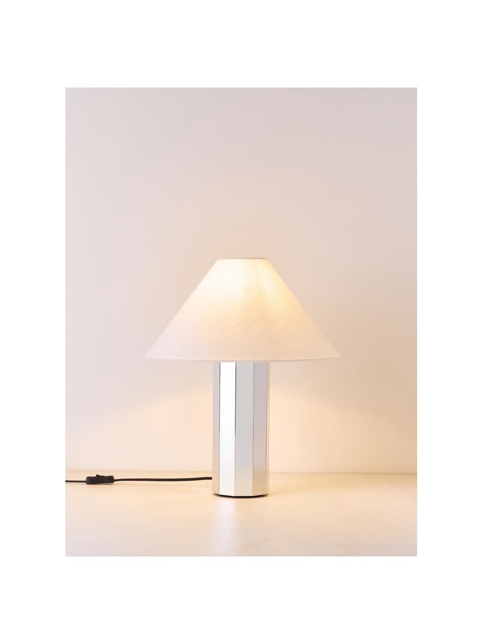 Velká stolní lampa s kovovou podstavou Lima, Stříbrná, bílá, Ø 40 cm, V 48 cm