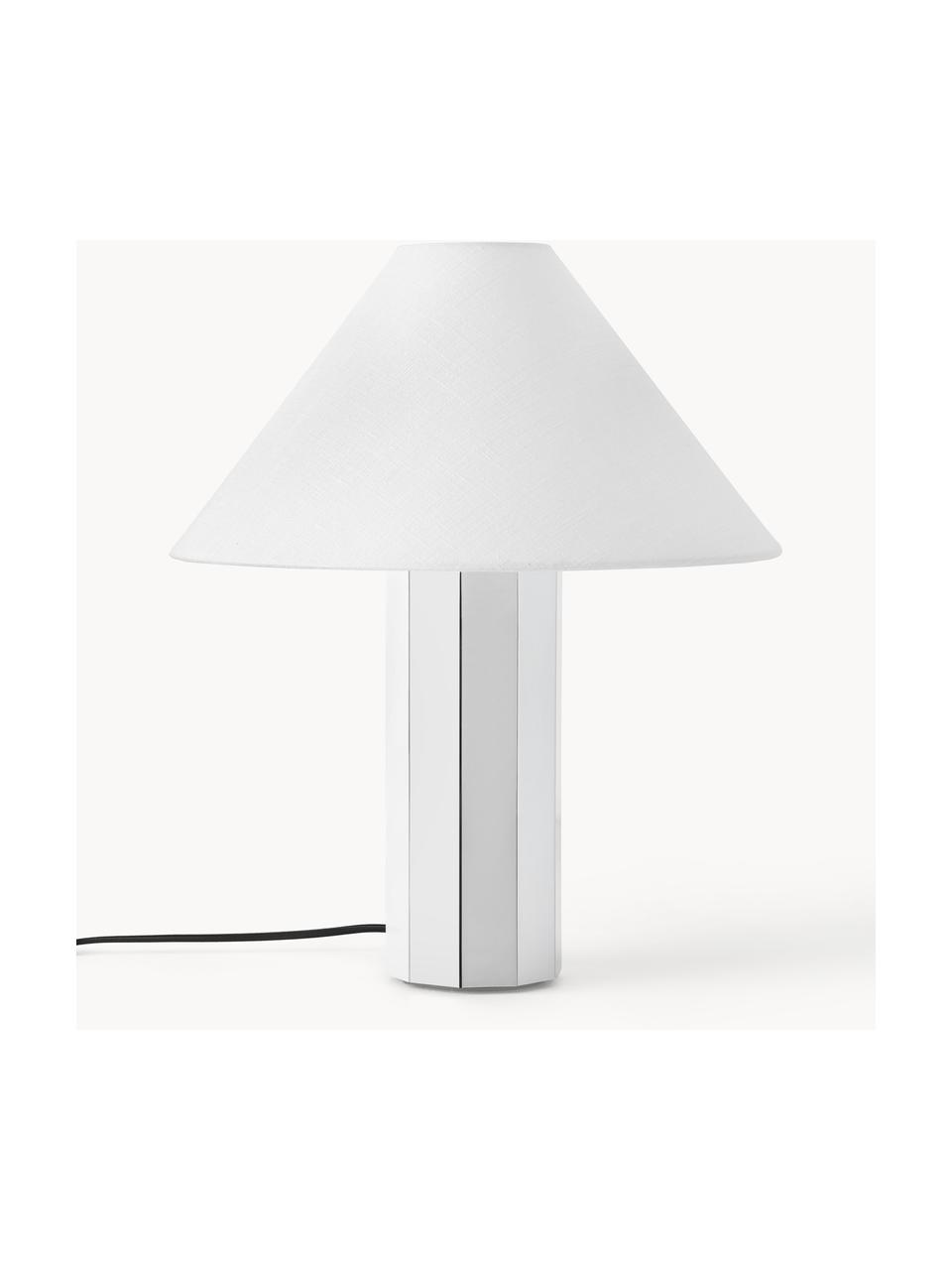 Velká stolní lampa s kovovou podstavou Lima, Stříbrná, bílá, Ø 40 cm, V 48 cm