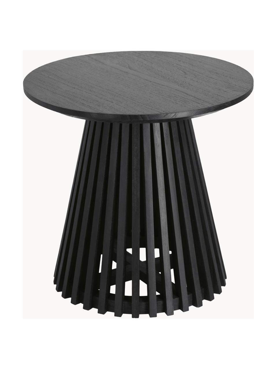 Pomocný stolík z masívu Jeanette, Masívne drevo Mindi, Čierna, Ø 50 x V 48 cm