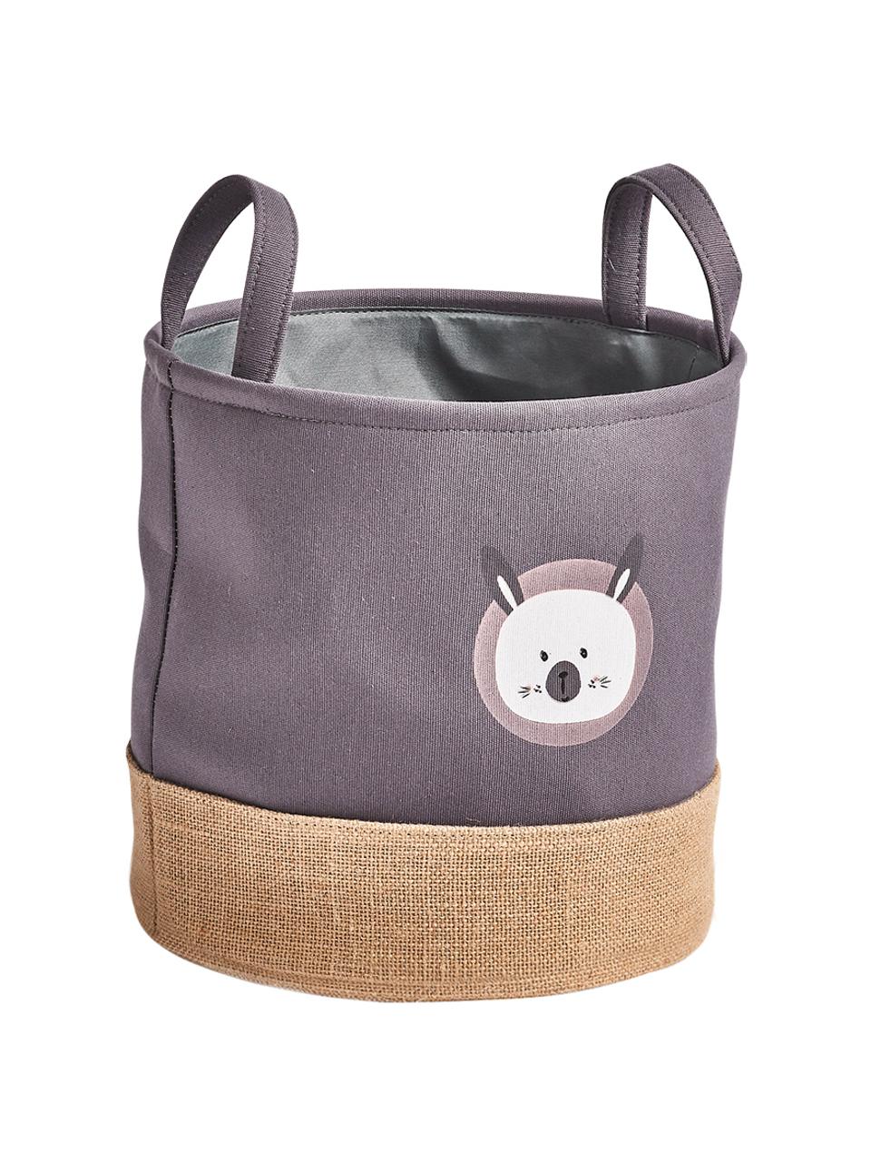 Panier de rangement enfant Hase, Polyester, jute, Lilas, gris, beige, Ø 30 x haut. 29 cm