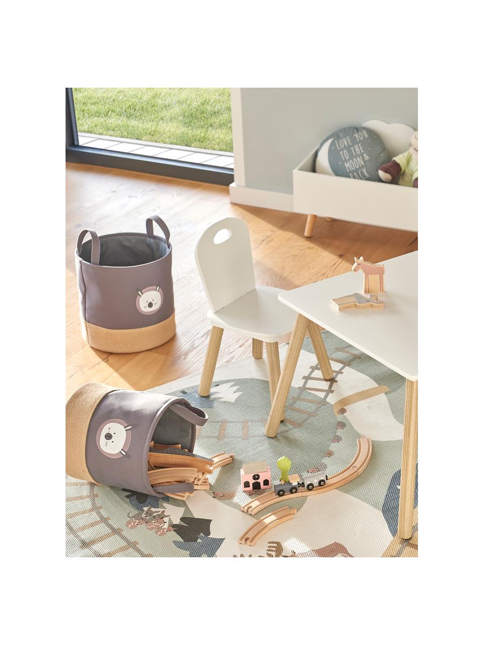 Panier de rangement enfant Hase, Polyester, jute, Lilas, gris, beige, Ø 30 x haut. 29 cm