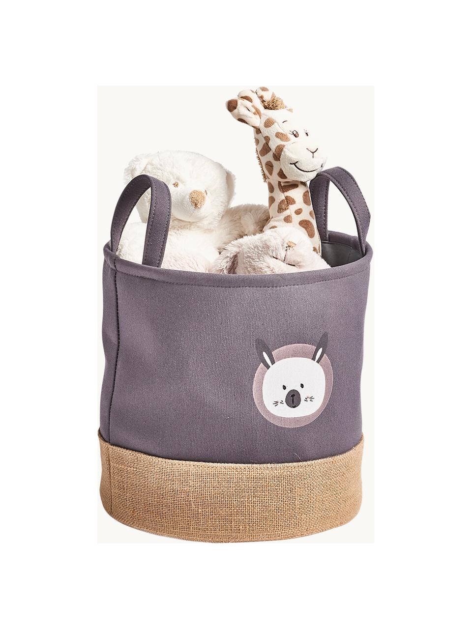 Panier de rangement enfant Hase, Polyester, jute, Aubergine, beige, multicolore, Ø 30 x haut. 29 cm