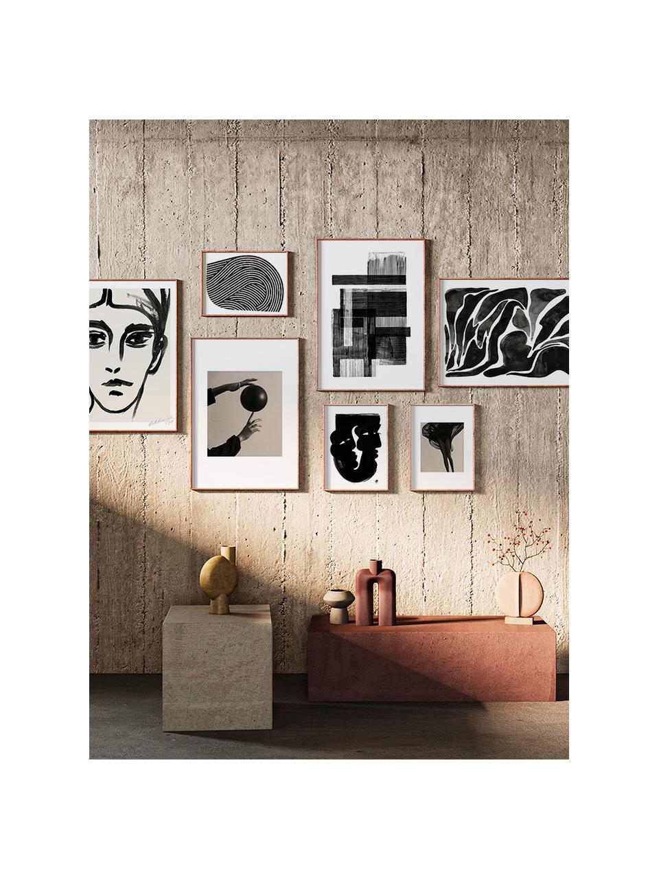Poster Artwall no. 16 met lijst, set van 7, Lijst: grenenhout, Zwart, wit, Set met verschillende formaten