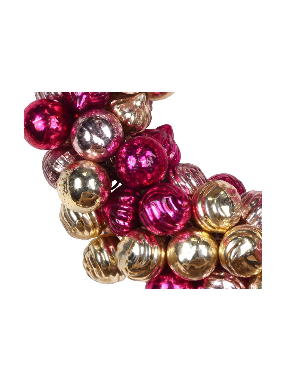 Weihnachtskranz Bells, Glas, Pinktöne, Goldfarben, Ø 25 cm