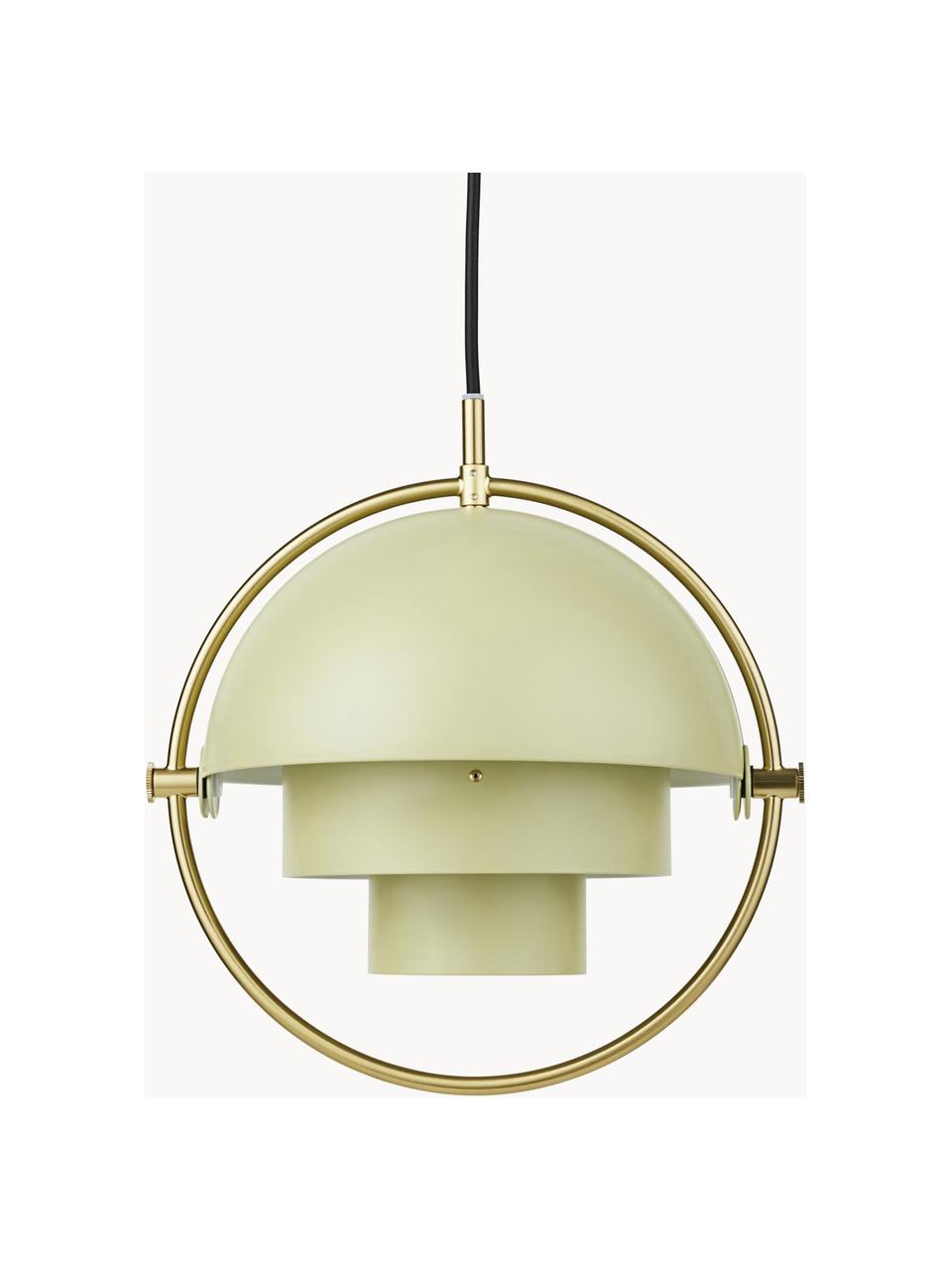 Verstelbare hanglamp Multi-Lite, Lamp: gepoedercoat aluminium, Lichtgroen mat, goudkleurig glanzend, Ø 23 x H 28 cm