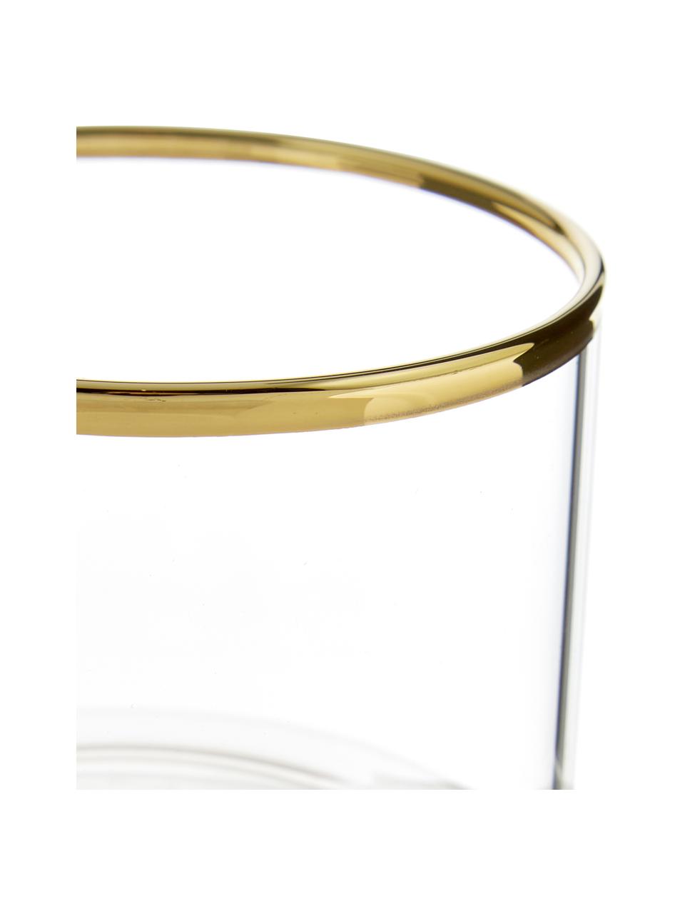 Waterglazen Boro van borosilicaatglas met goudkleurige rand, 6 stuks, Borosilicaatglas, Transparant, goudkleurig, Ø 8 x H 6 cm