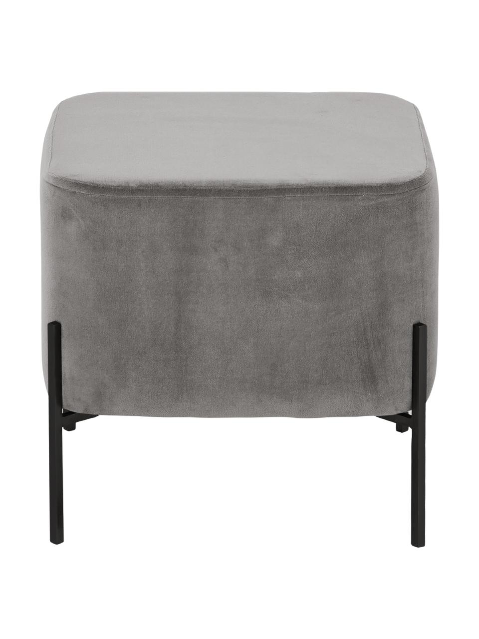 Taburete de terciopelo Harper, Tapizado: terciopelo de algodón, Tapizado: gris Patas: negro, An 46 x Al 44 cm