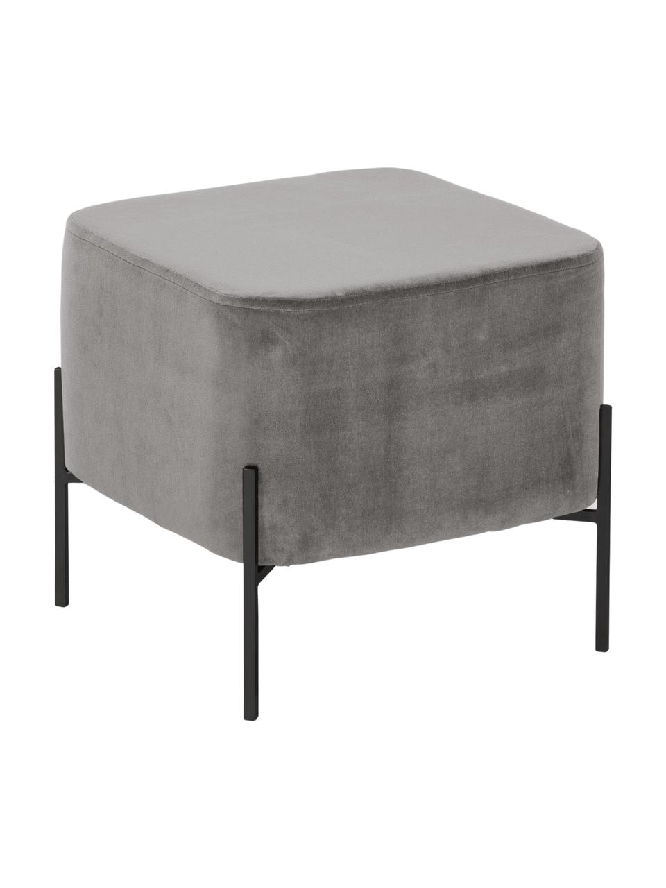 Pouf in velluto Harper, Rivestimento: velluto, Velluto grigio, nero, Larg. 46 x Alt. 44 cm