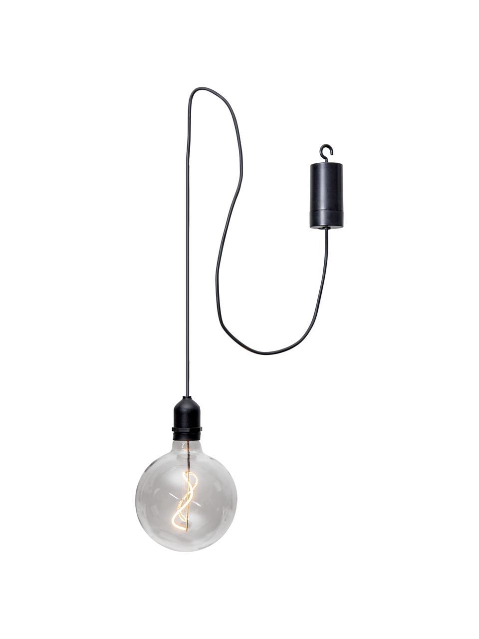 Mobiel hanglamp Bowl met tijdschakelaar, Lampenkap: glas, Fitting: kunststof, Transparant, zwart, B 13 cm x H 18 cm