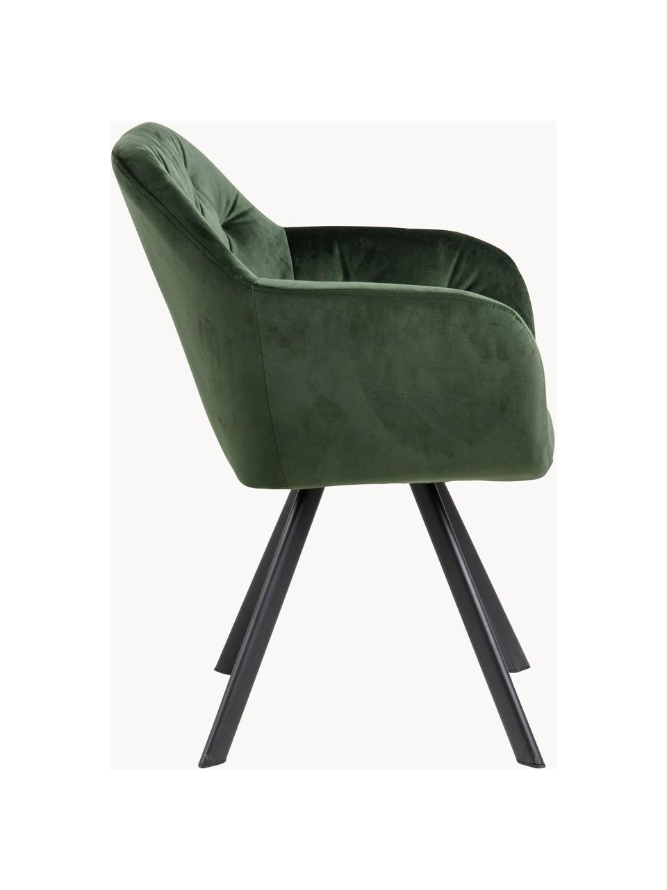 Chaise pivotante en velours Lucie, Velours vert foncé, larg. 58 x prof. 62 cm