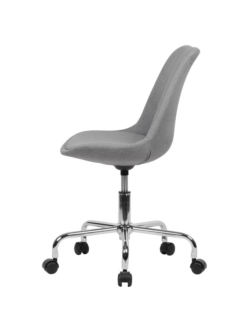 Chaise de bureau pivotante Lenka, hauteur ajustable, Tissu gris