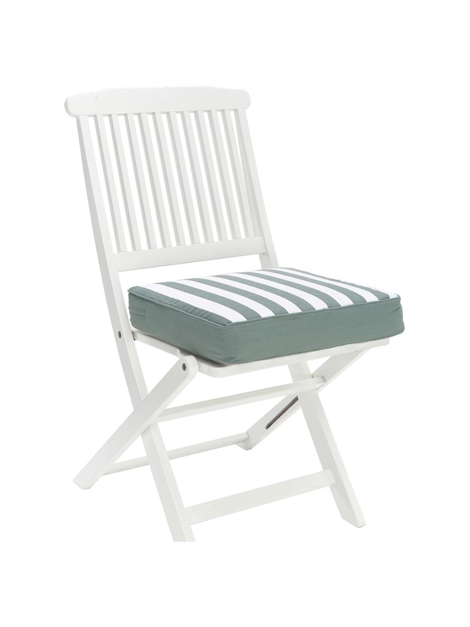 Coussin de chaise épais rayures vert sauge Timon, Vert, blanc, larg. 40 x long. 40 cm