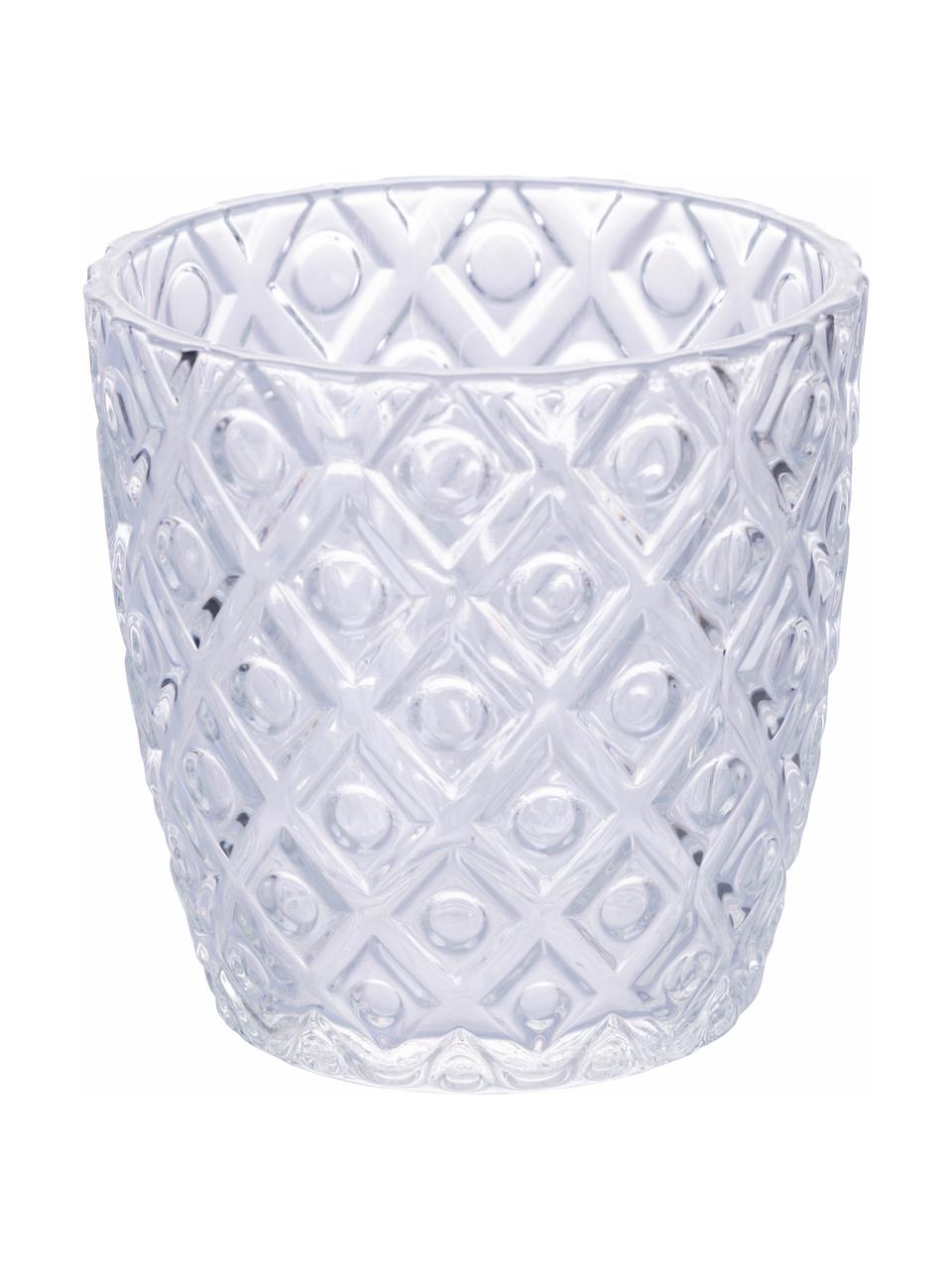 Waterglazen Geometry met structuurpatroon, set van 6, Glas, Transparant, Ø 9 x H 9 cm, 380 ml