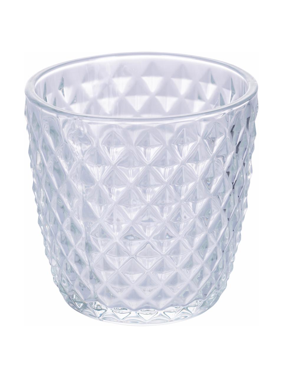 Set de vasos con relieves Geometry, 6 uds., Vidrio, Transparente, Ø 9 x Al 9 cm, 380 ml