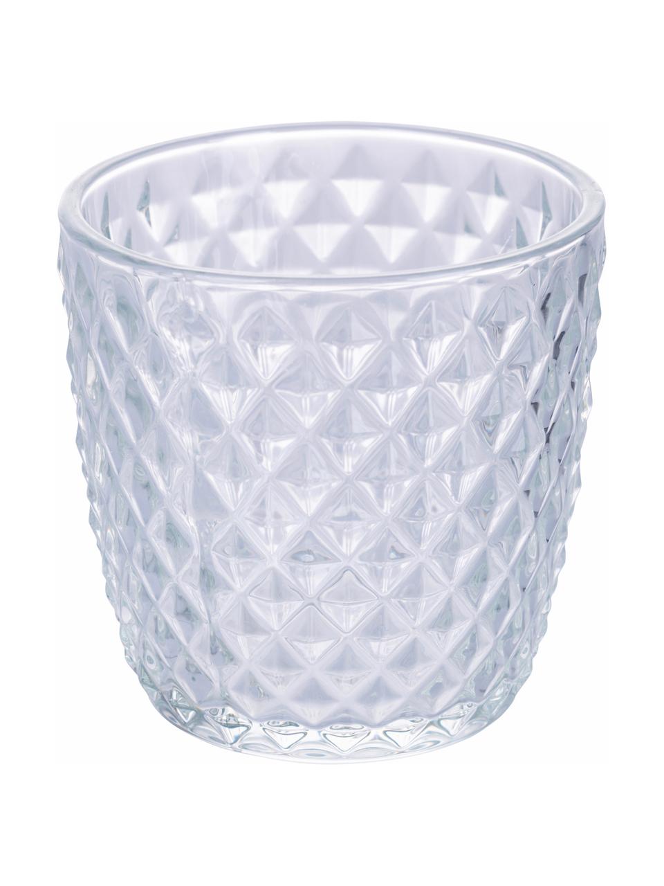 Wassergläser Geometry mit Strukturmuster, 6er-Set, Glas, Transparent, Ø 9 x H 9 cm, 380 ml