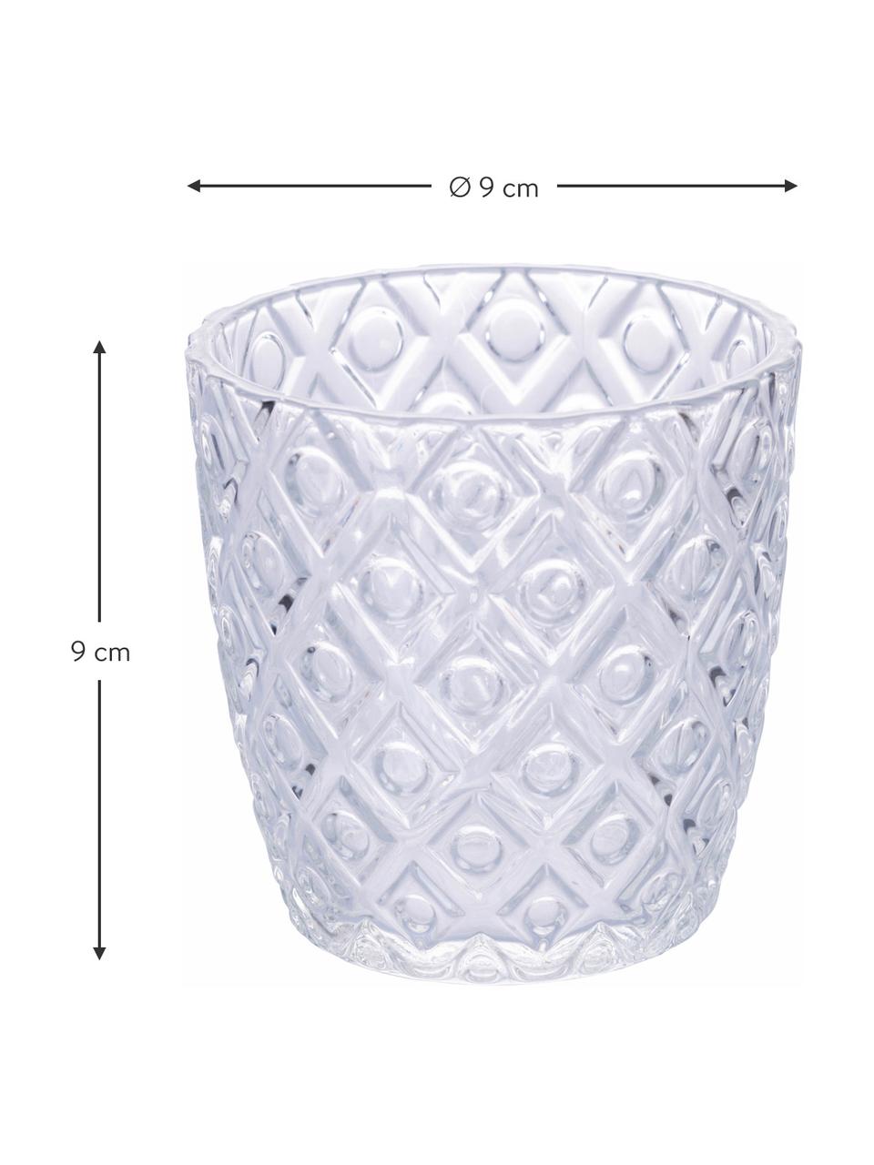 Waterglazen Geometry met structuurpatroon, set van 6, Glas, Transparant, Ø 9 x H 9 cm, 380 ml