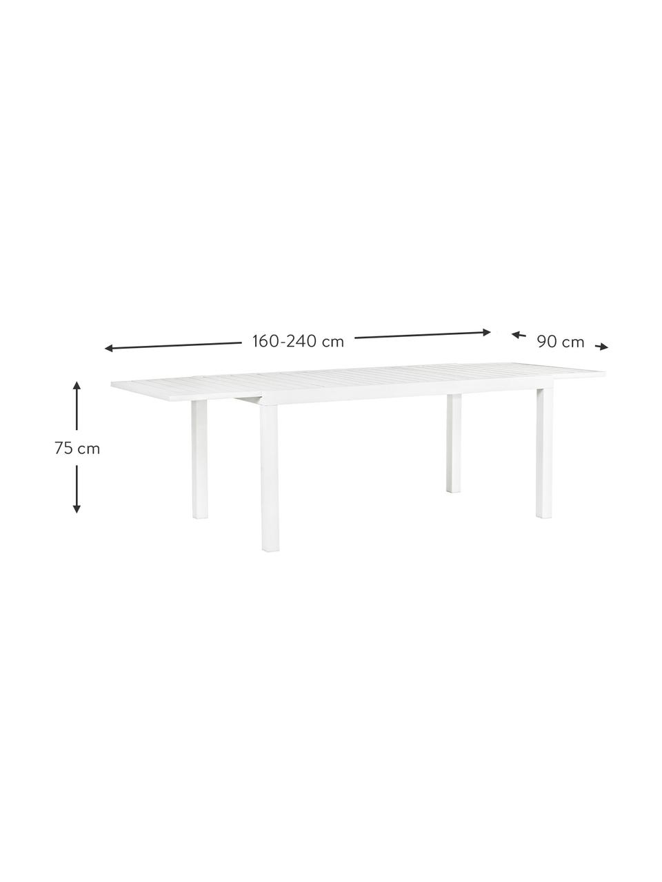 Mesa para exterior extensible Hilde, tamaños diferentes, Blanco, An 160-240 x F 90 cm