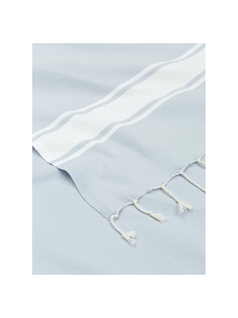 Hammam osuška so strapcami St Tropez, 100 %  bavlna, Svetlomodrá, biela, Š 100 x D 200 cm