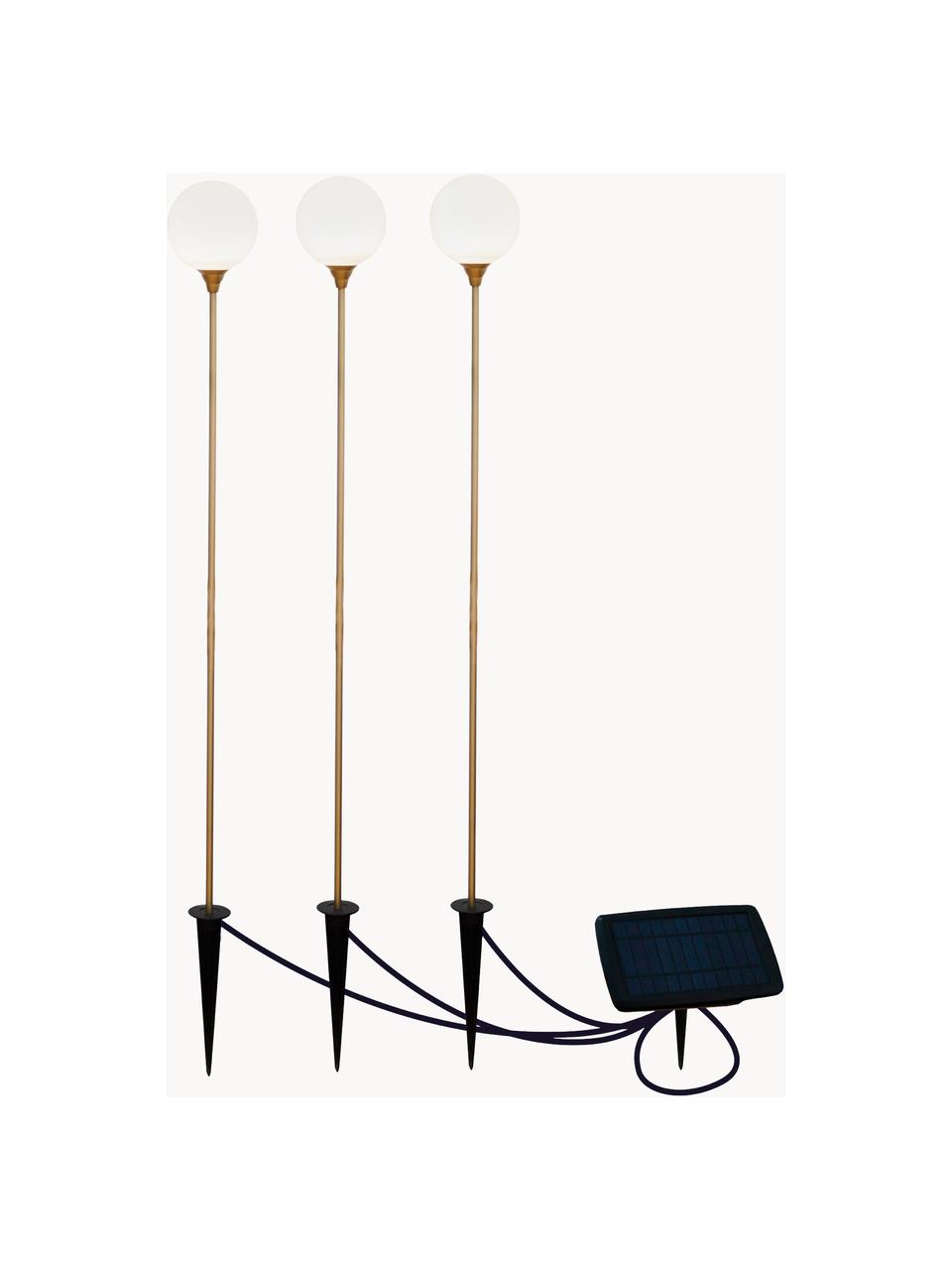 Set 3 lampade solari a LED Bruna, Paralume: plastica, Trasparente, dorato, nero, Ø 8 x Alt. 80 cm