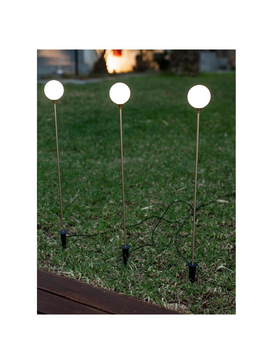 Set 3 lampade solari a LED Bruna, Paralume: plastica, Trasparente, dorato, nero, Ø 8 x Alt. 80 cm