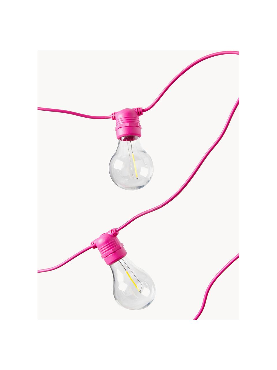 Outdoor LED lichtslinger Allegra, 800 cm, 10 lampions, Kunststof, Roze, B 800 x H 12 cm