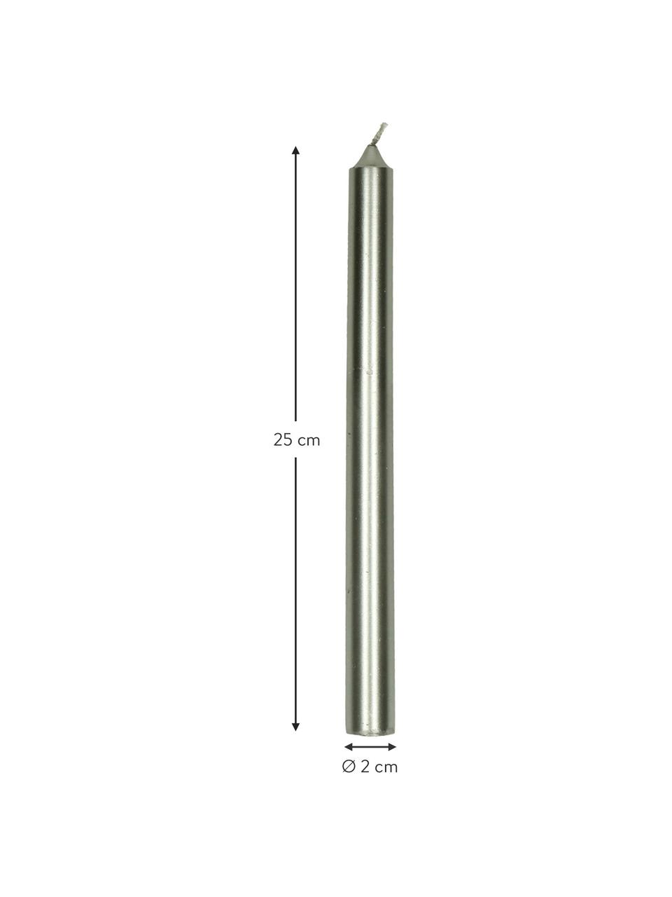 Świeca stołowa Ignis, 2 szt., Parafina, Odcienie srebrnego, Ø 2 x W 25 cm