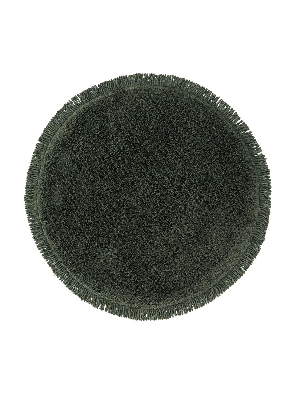 Tapis de bain rond coton vert Loose, 100 % coton, Vert, Ø 70 cm