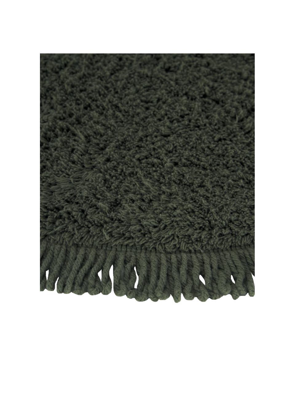Okrągły dywanik łazienkowy z bawełny Loose, 100% bawełna, Zielony, Ø 70 cm