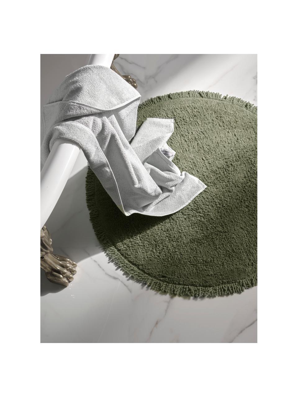 Tapis de bain rond coton vert Loose, 100 % coton, Vert, Ø 70 cm