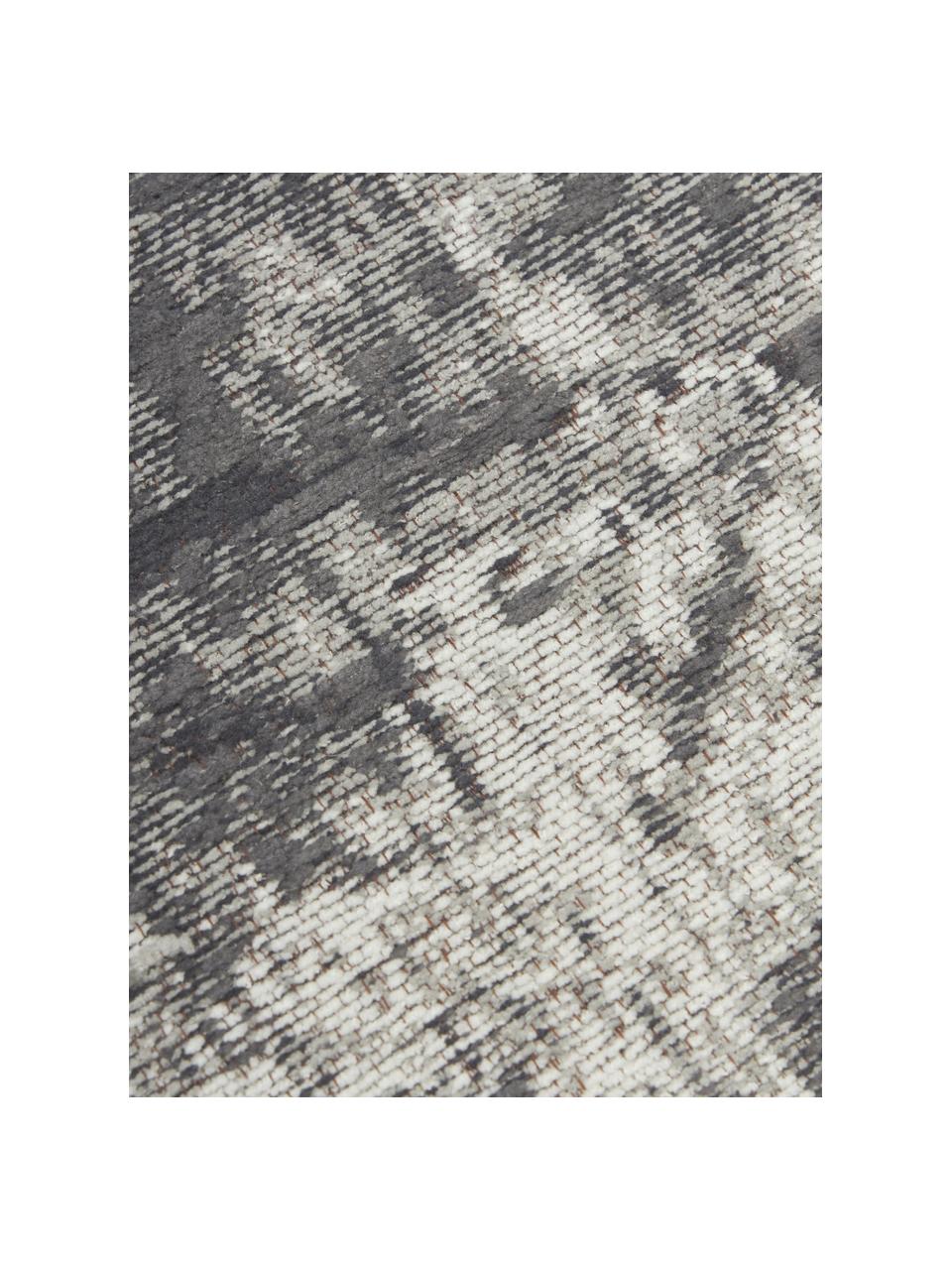 Handgewebter Baumwollläufer Luise im Vintage Style, Flor: 100 % Baumwolle, Grau- und Weißtöne, B 80 x L 200 cm