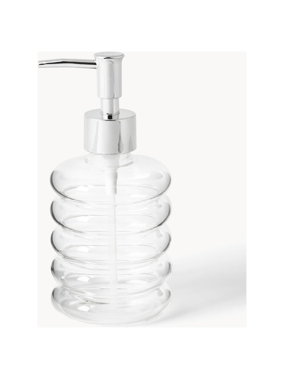 Set di 2 accessori da bagno in vetro soffiato Bubbly, Testa della pompa: plastica, Trasparente, Set in varie misure