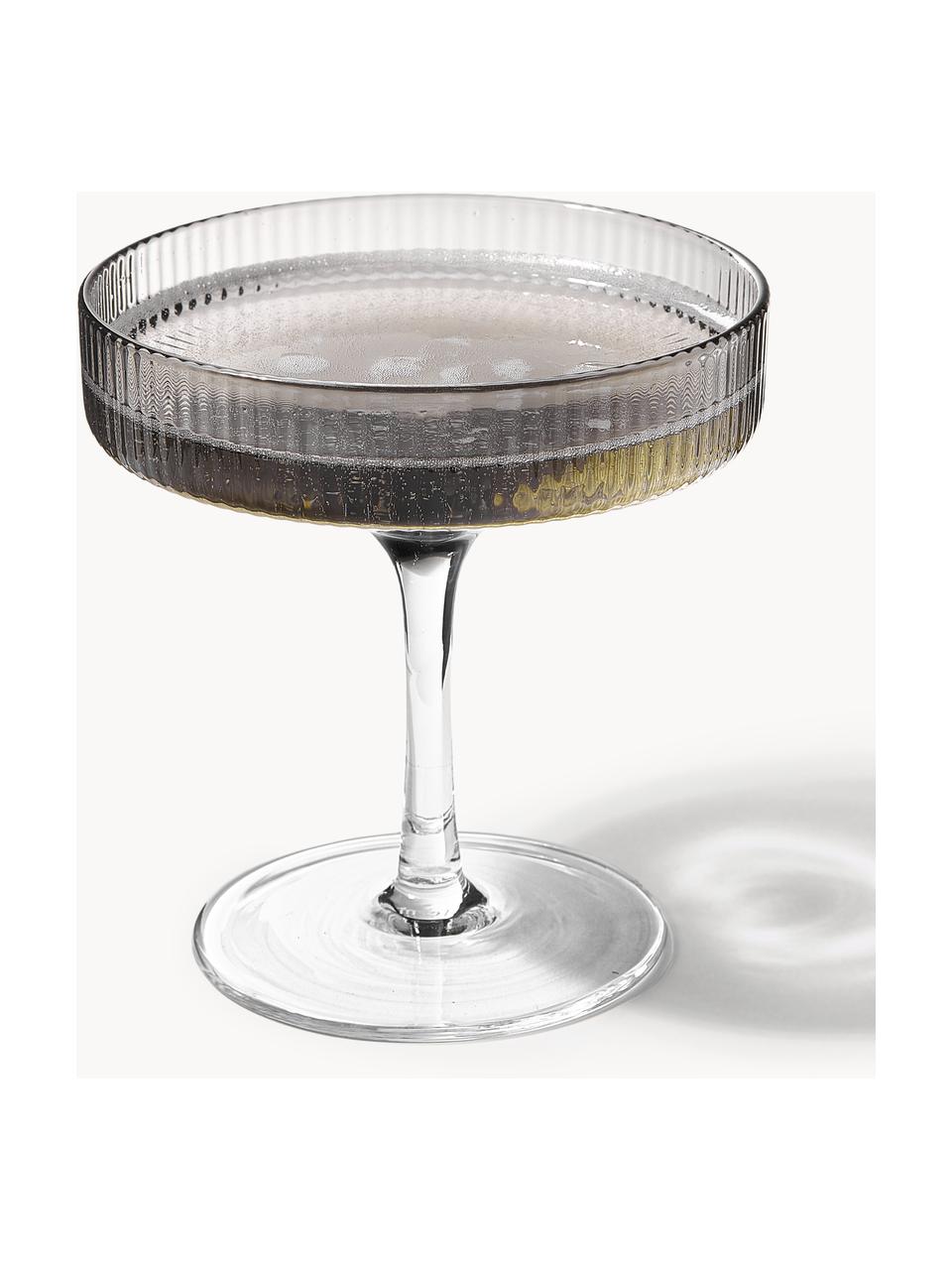 Coupes à champagne striées soufflées bouche Ripple, 2 pièces, Verre, soufflé bouche, Gris, transparent et haute brillance, Ø 11 x haut. 11 cm, 150 ml